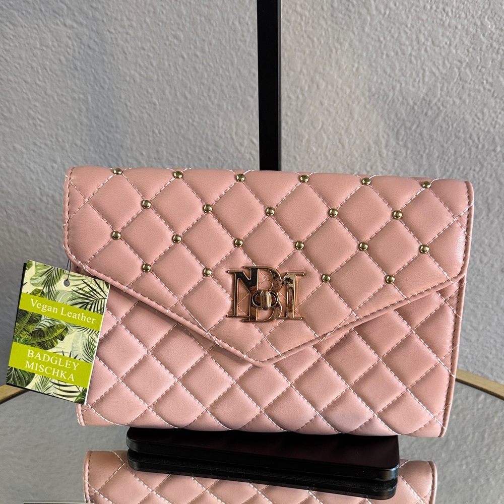 Badgley Mischka Pink Quilted Clutch